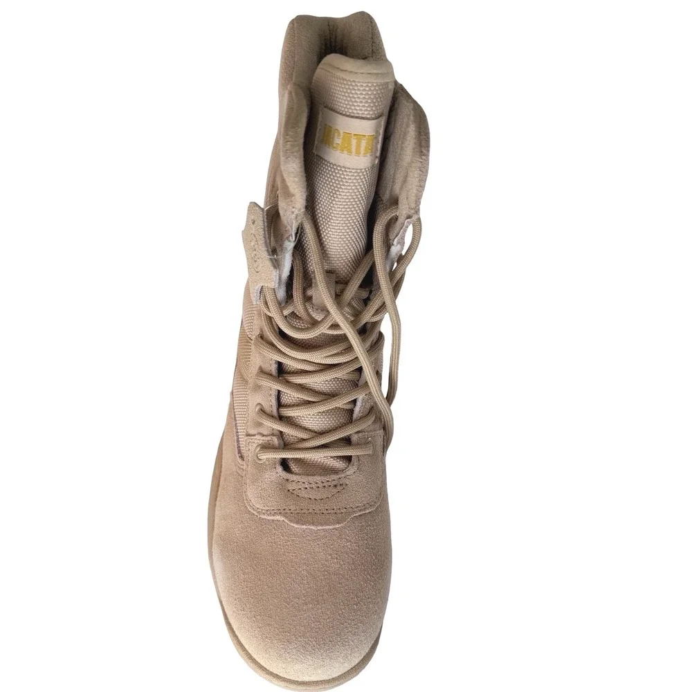 Jacata Mens Tactical Military Work Boots Sand Leather Side Zip Size 10